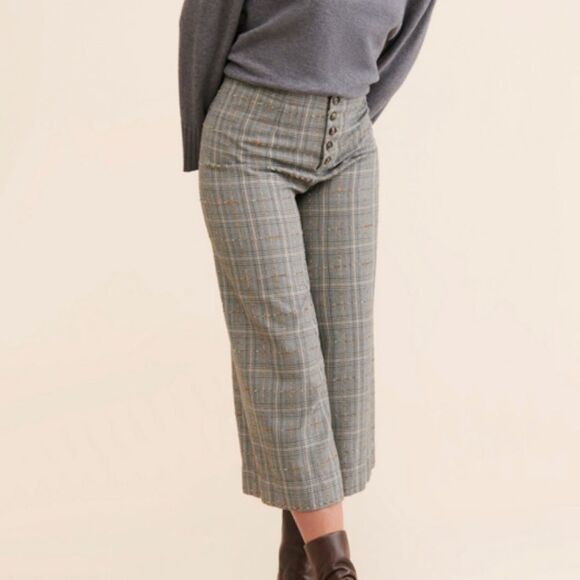 Anthropologie Roma Plaid Chenille Trousers 4 - Picture 2 of 8